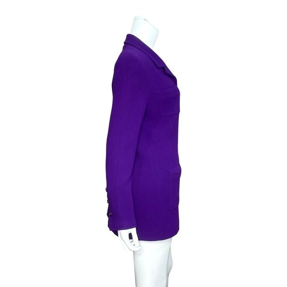 CHANEL Vintage 1995 Fall Winter 95A Wool Purple Gold Button Blazer - Picture 5 of 12